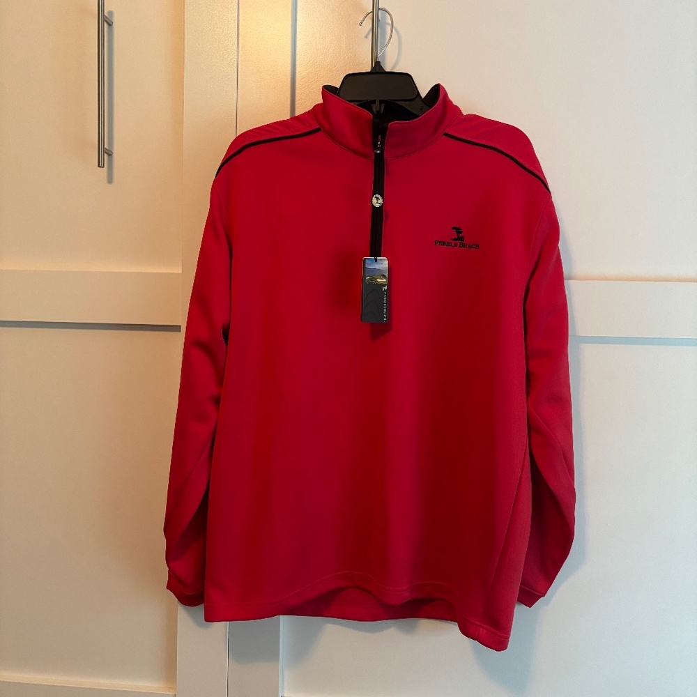 New Pebble Beach Men’s size M Logo performance quarter zip golf pullover Red